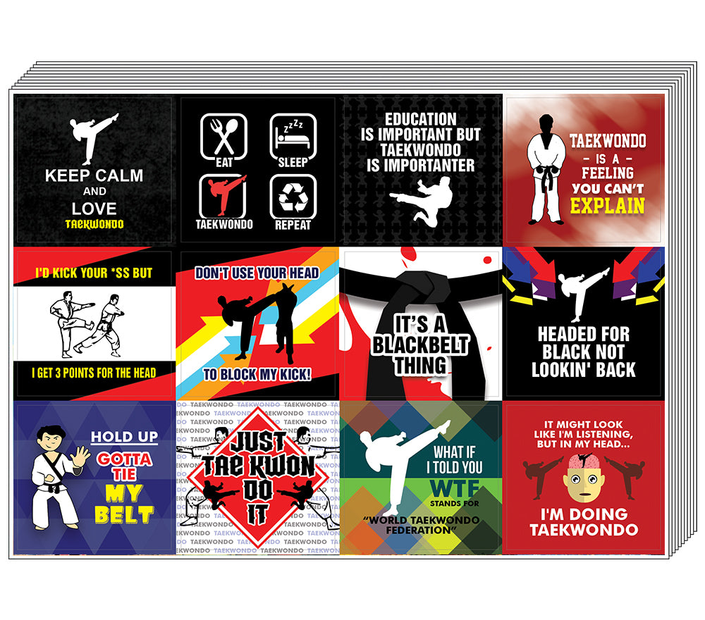 Creanoso Taekwondo Stickers Ã¢â‚¬â€œ Humorous Gift Token Giveaways Set