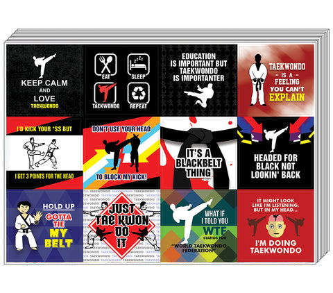 Creanoso Taekwondo Stickers Ã¢â‚¬â€œ Humorous Gift Token Giveaways Set