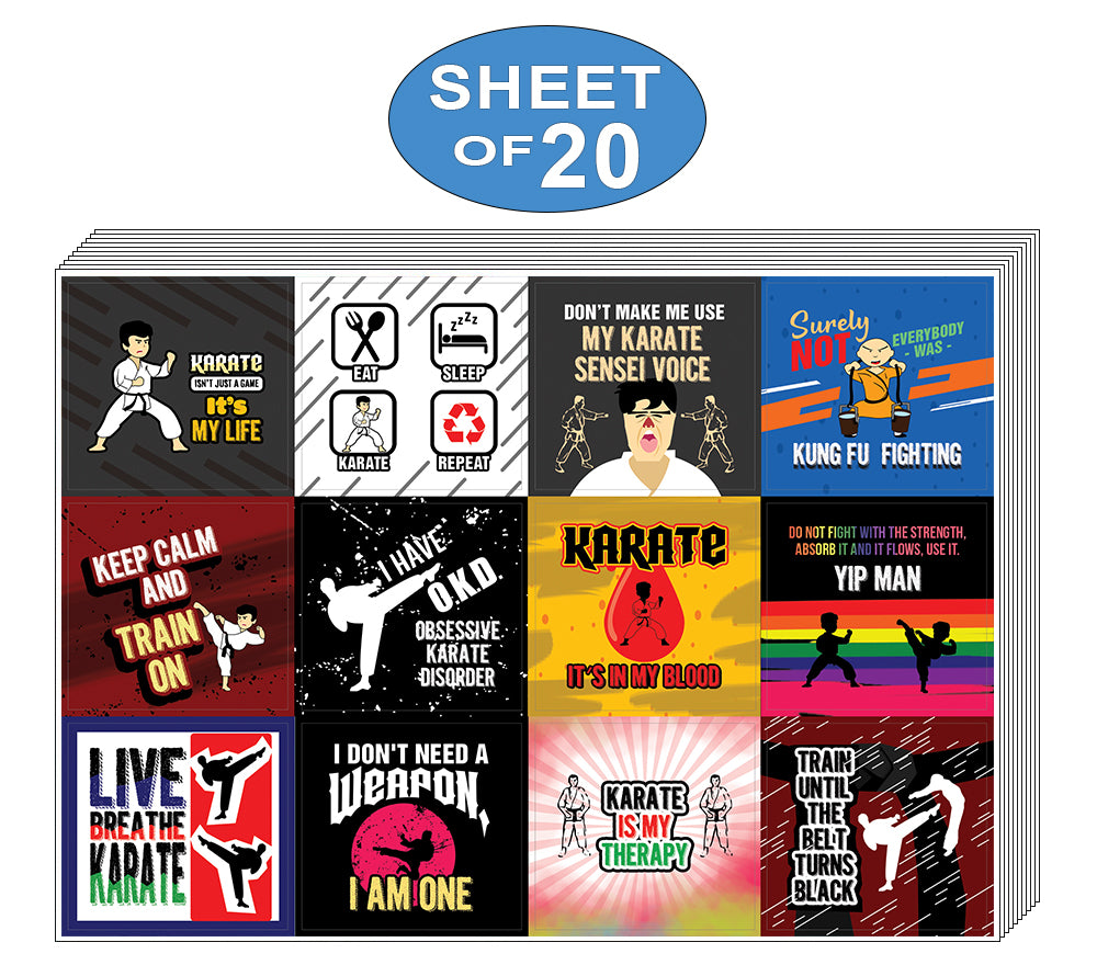Karate Stickers (20Sheet)Premium Quality Design Perfect Gift Stock