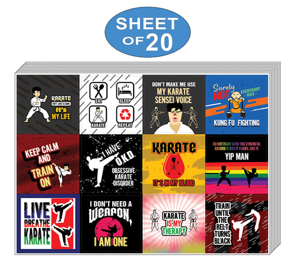 Karate Stickers (20-Sheet)-Premium Quality Design Perfect Gift - Stocking Stuffers Gift Ideas for Boys and Girls