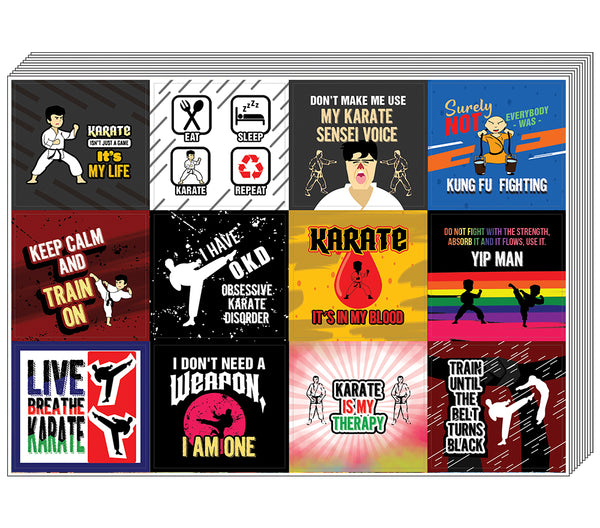 Creanoso Karate Stickers Ã¢â‚¬â€œ Humorous Gift Token Giveaways Set