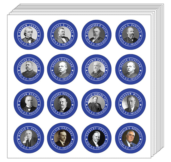 Presidents of The United States Stickers - Assorted Designs for Children - Classroom Reward Incentives for Students