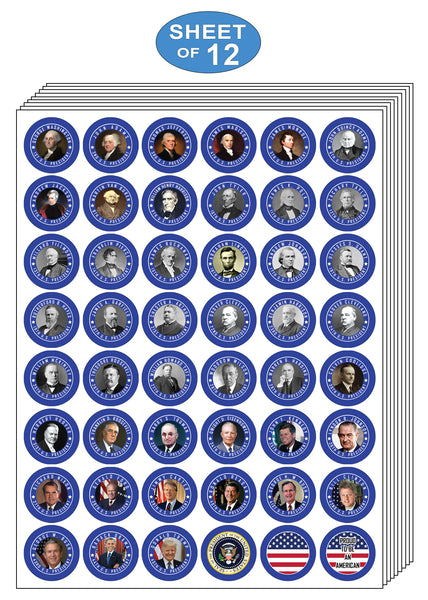 Presidents of The United States Stickers - Assorted Designs for Children - Classroom Reward Incentives for Students