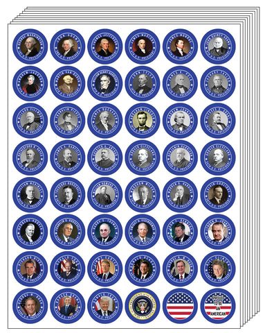 Presidents of The United States Stickers - Assorted Designs for Children - Classroom Reward Incentives for Students