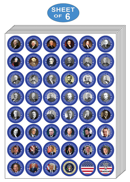 Presidents of The United States Stickers - Assorted Designs for Children - Classroom Reward Incentives for Students