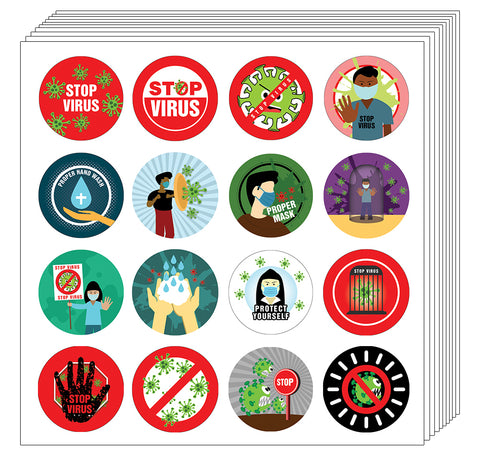 Stop Virus Stickers (5-Sheet)