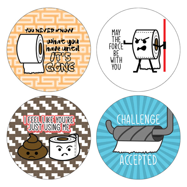 Funny Toilet Paper Illustration Stickers (5-Sheet)