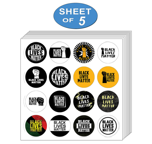 Black Lives Matter Stickers (5-Sheet) - Stocking Stuffers Premium Quality Gift Ideas for Children, Teens, & Adults - Corporate Giveaways & Party Favors