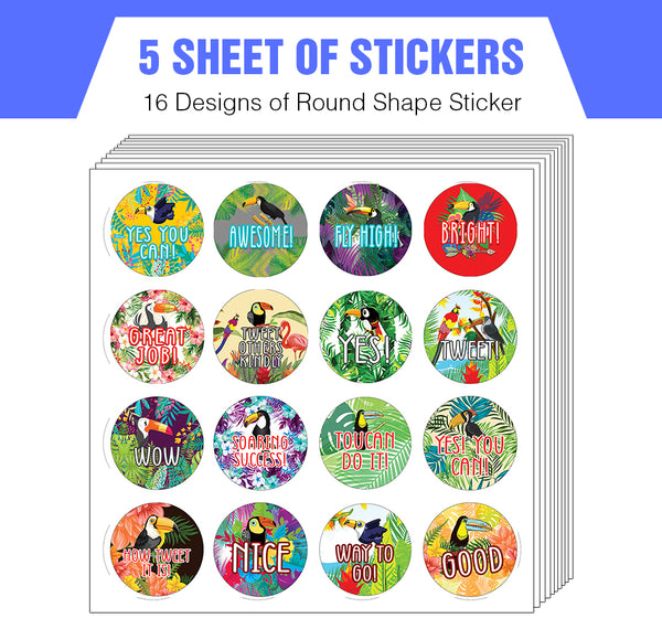 Toucan Motivational Sticker (Round Sticker) (Sheet of 5) - Stocking Stuffers Premium Quality Gift Ideas for Children, Teens, & Adults - Corporate Giveaways & Party Favors