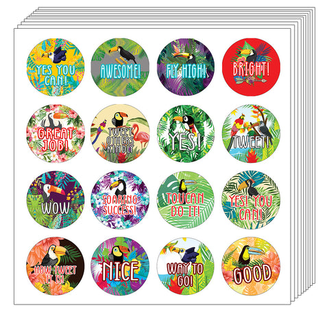Toucan Motivational Sticker (Round Sticker) (Sheet of 5) - Stocking Stuffers Premium Quality Gift Ideas for Children, Teens, & Adults - Corporate Giveaways & Party Favors