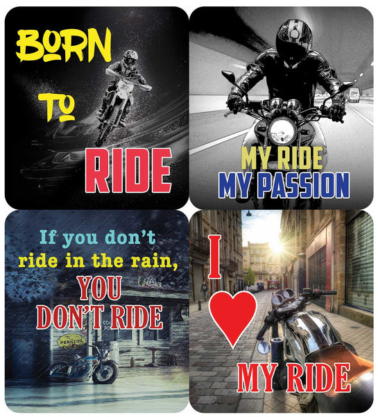 Creanoso Words for Motorcycle Riders Waterproof Vinyl PVC Stickers - Premium Gift Set