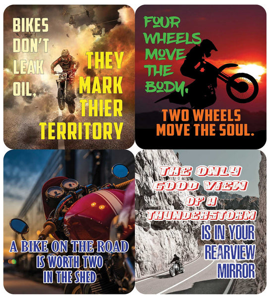 Creanoso Words for Motorcycle Riders Waterproof Vinyl PVC Stickers - Premium Gift Set