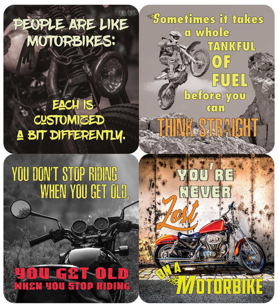 Creanoso Words for Motorcycle Riders Waterproof Vinyl PVC Stickers - Premium Gift Set