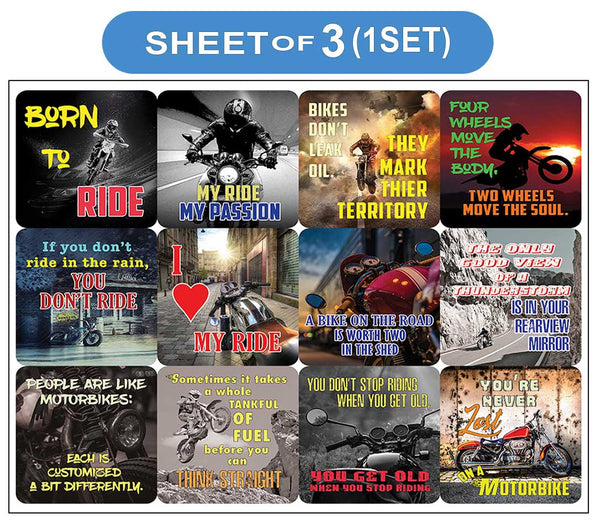 Creanoso Words for Motorcycle Riders Waterproof Vinyl PVC Stickers - Premium Gift Set