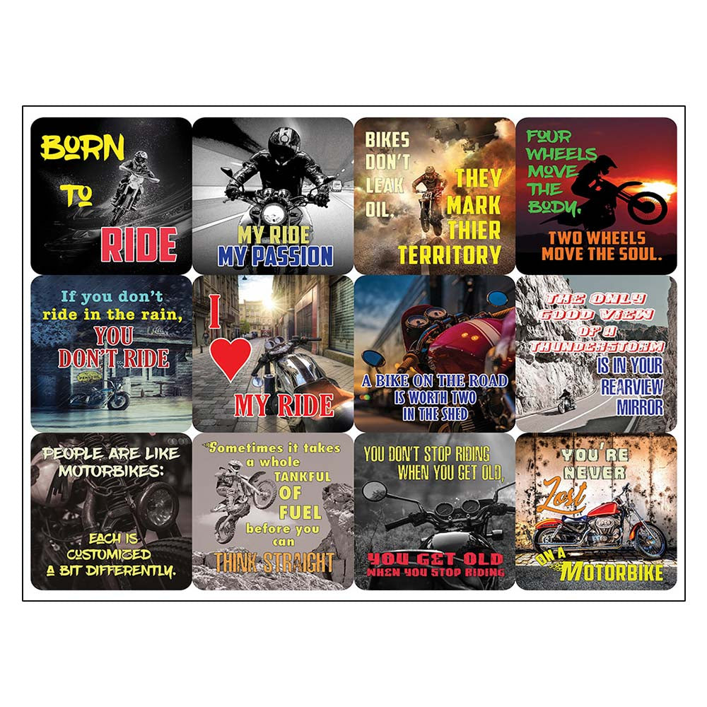 Creanoso Words for Motorcycle Riders Waterproof Vinyl PVC Stickers - Premium Gift Set