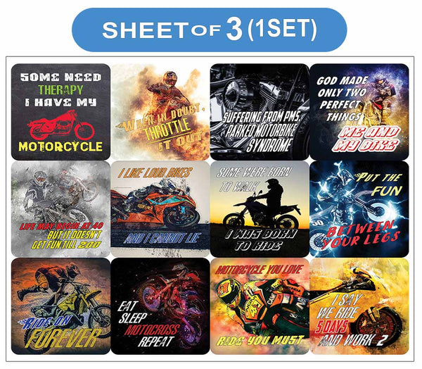 Creanoso Funny Words for Motorcycle Riders Waterproof Vinyl PVC Stickers - Premium Gift Set