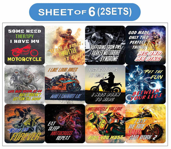 Creanoso Funny Words for Motorcycle Riders Waterproof Vinyl PVC Stickers - Premium Gift Set