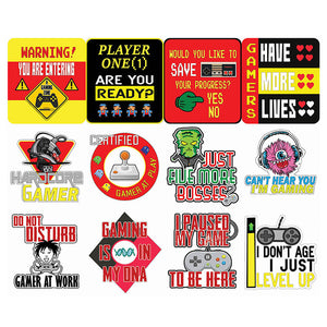 Creanoso Fun Gaming Sayings Vinyl PVC Stickers (6-Sheets) - Medium A6 Size approx. 4 x 4 inches DIY decoration decal for any flat surface laptops, skateboards, luggage, cars, bumpers, bikes, bicycles
