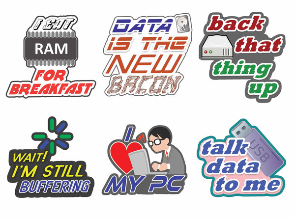 Creanoso I Love Technology Stickers Waterproof Vinyl PVC Stickers - Epic Collection Set for Tech Lovers - Great Laptop Stickers
