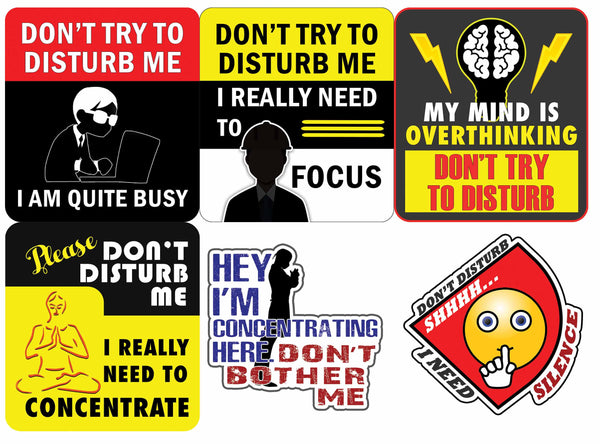 Creanoso Do Not Disturb My Concentration Waterproof Vinyl PVC Stickers - Epic Collection Set for Sticker Lovers - Great Laptop Stickers