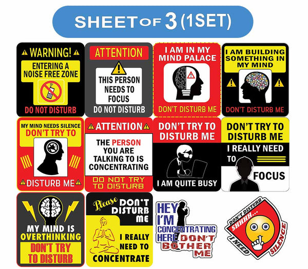 Creanoso Do Not Disturb My Concentration Waterproof Vinyl PVC Stickers - Epic Collection Set for Sticker Lovers - Great Laptop Stickers