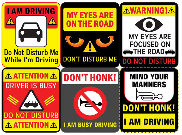 Creanoso Fun Donâ€™t Disturb Driving Sayings Vinyl PVC Stickers (12-Sheets) - Medium A6 Size approx. 4 x 4 inches DIY decoration decal for any flat surface laptops, skateboards, luggage, cars, bumpers