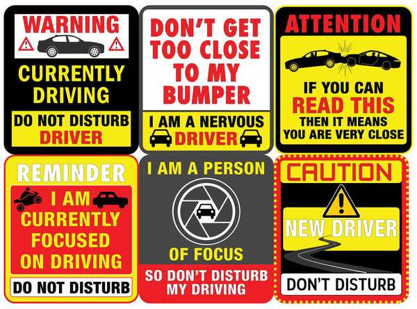 Creanoso Fun Donâ€™t Disturb Driving Sayings Vinyl PVC Stickers (12-Sheets) - Medium A6 Size approx. 4 x 4 inches DIY decoration decal for any flat surface laptops, skateboards, luggage, cars, bumpers
