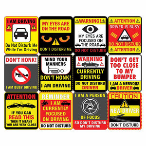 Creanoso Fun Donâ€™t Disturb Driving Sayings Vinyl PVC Stickers (12-Sheets) - Medium A6 Size approx. 4 x 4 inches DIY decoration decal for any flat surface laptops, skateboards, luggage, cars, bumpers