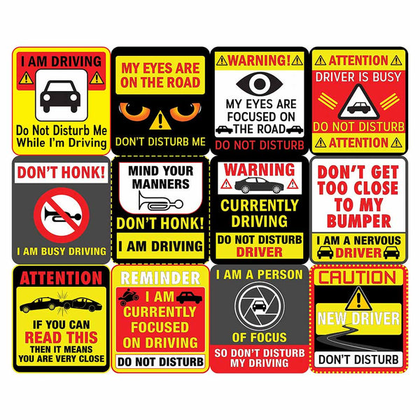 Creanoso Vinyl PVC Driving Do Not Disturb Stickers (6-Sheets) - Medium A6 Size approx. 4 x 4 inches DIY decoration decal for any flat surface laptops, skateboards, luggage, cars, bumpers, bikes - DIY