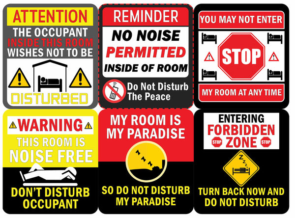 Creanoso Vinyl PVC My Room Do Not Disturb Stickers (6-Sheets) - Medium A6 Size approx. 4 x 4 inches DIY decoration decal for any flat surface laptops, skateboards, luggage, cars, bumpers, bikes