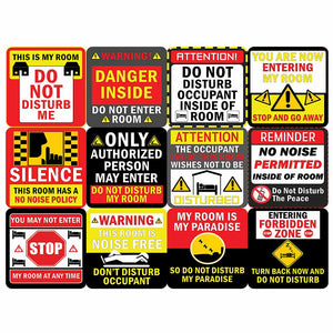 Creanoso Vinyl PVC My Room Do Not Disturb Stickers (6-Sheets) - Medium A6 Size approx. 4 x 4 inches DIY decoration decal for any flat surface laptops, skateboards, luggage, cars, bumpers, bikes