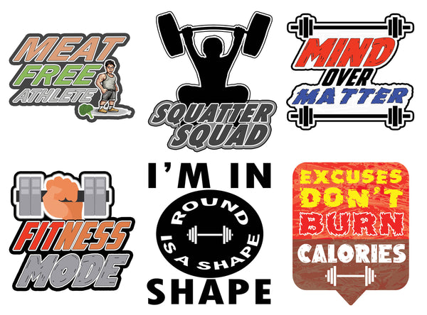Funny Fitness Vinyl PVC Stickers - Epic Collection Set for Sticker Lovers - Great Laptop Stickers
