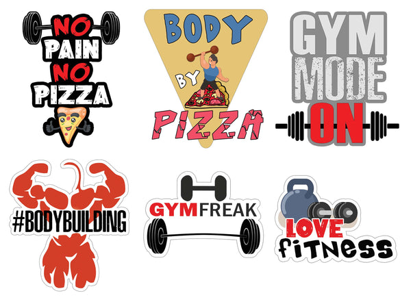 Gym Fitness Vinyl PVC Stickers - Epic Collection Set for Sticker Lovers - Great Laptop Stickers