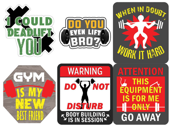 Gym Fitness Vinyl PVC Stickers - Epic Collection Set for Sticker Lovers - Great Laptop Stickers