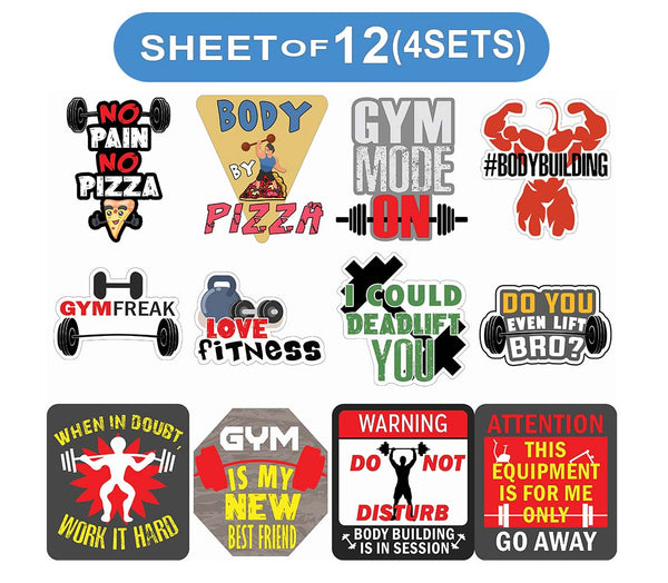 Gym Fitness Vinyl PVC Stickers - Epic Collection Set for Sticker Lovers - Great Laptop Stickers