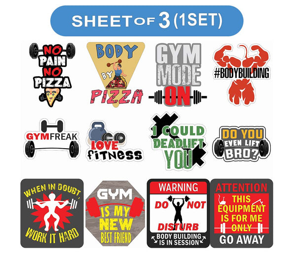 Gym Fitness Vinyl PVC Stickers - Epic Collection Set for Sticker Lovers - Great Laptop Stickers