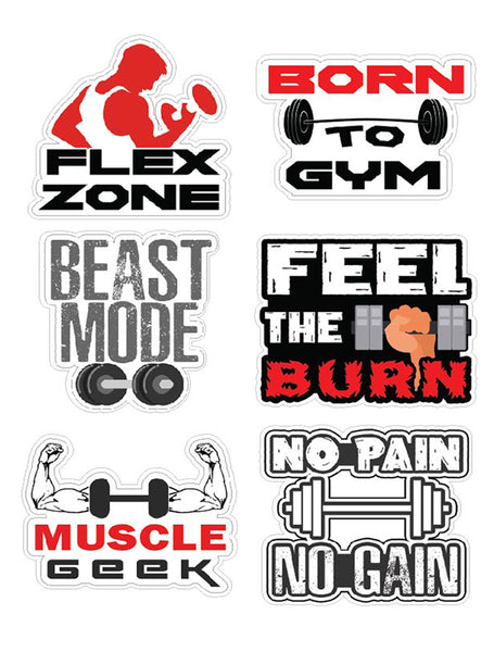 Muscle Man Gym Stickers - 8 Bulk Sets (12 des. x 8pcs ea.) - approx. A7-sized 3.55x 3.94 in. DIY decoration decal for any flat surface laptops, skateboards, luggage, cars, bumpers, bikes