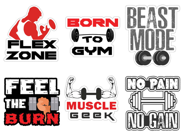 Muscle Man Fitness Vinyl PVC Stickers - Epic Collection Set for Sticker Lovers - Great Laptop Stickers