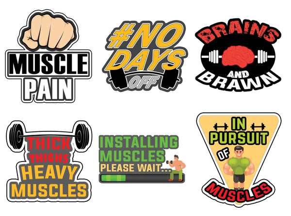 Creanoso Vinyl PVC Muscle Man Stickers (6-Sheets) - Medium A6 Size approx. 4 x 4 inches DIY decoration decal for any flat surface laptops, skateboards, luggage, cars, bumpers, bikes, bicycles, bedroom