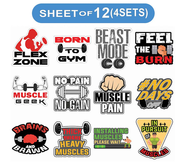 Muscle Man Fitness Vinyl PVC Stickers - Epic Collection Set for Sticker Lovers - Great Laptop Stickers