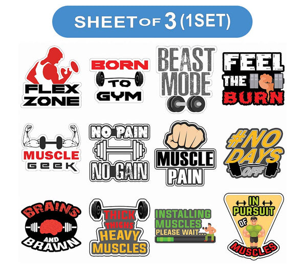 Muscle Man Fitness Vinyl PVC Stickers - Epic Collection Set for Sticker Lovers - Great Laptop Stickers