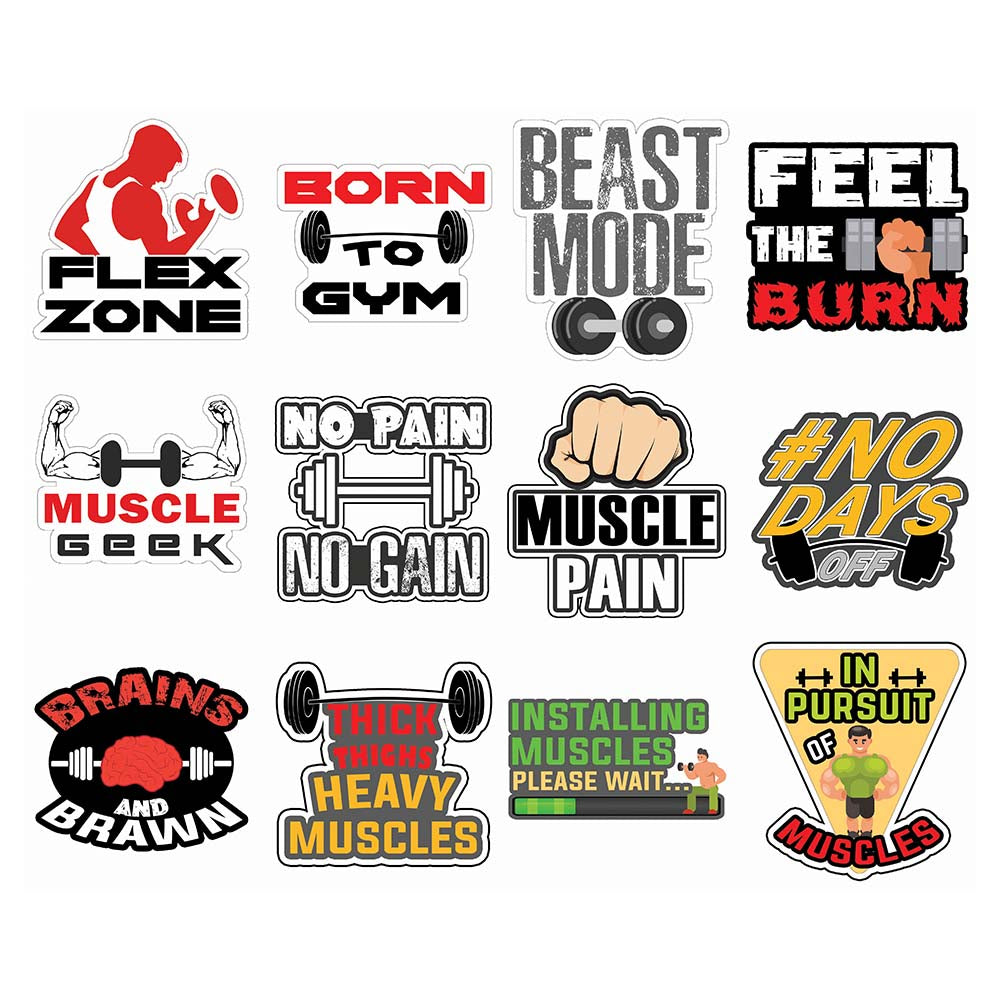 Muscle Man Fitness Vinyl PVC Stickers - Epic Collection Set for Sticker Lovers - Great Laptop Stickers