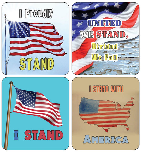 Creanoso StandÃ‚Â withÃ‚Â America Stickers - 12 Designs x 4 Set (48 pcs) - Premium Quality Gift Ideas for Children, Teens, & Adults for All Occasions - Stocking Stuffers Party Favor & Giveaways