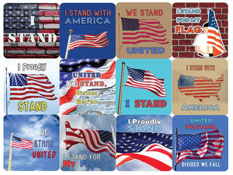 Creanoso StandÃ‚Â withÃ‚Â America Stickers - 12 Designs x 4 Set (48 pcs) - Premium Quality Gift Ideas for Children, Teens, & Adults for All Occasions - Stocking Stuffers Party Favor & Giveaways