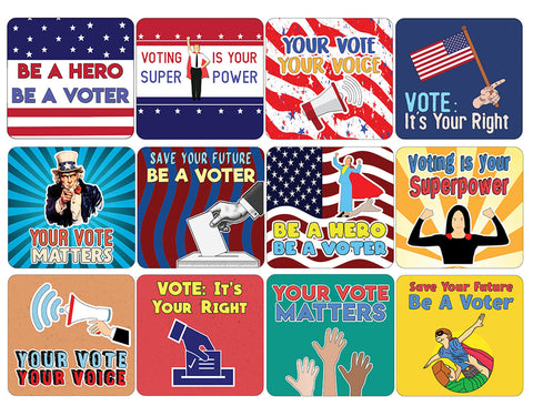 Be A Hero -Be A Voter Stickers 2 Sets (12 designs x 2pcs each)