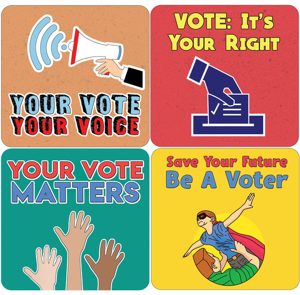 Creanoso Be A Hero -Be A Voter Stickers - 12 Designs x 2 Set (24 pcs) - Classroom Reward Incentives for Students and Children - Stocking Stuffers Party Favors & Giveaways for Teens & Adults