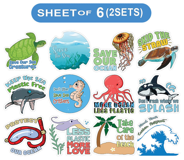 SaveÃ‚Â theÃ‚Â SeaÃ‚Â CreaturesÃ‚Â Stickers - 12 Stickers x 2 Sets (6-Sheets)