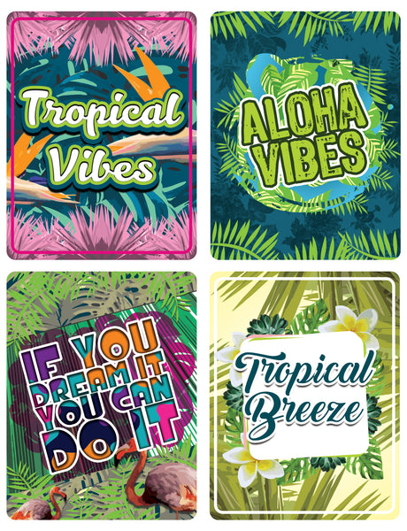 Tropical Theme Design Stickers- 12 Designs x 1 Set (12 pcs)