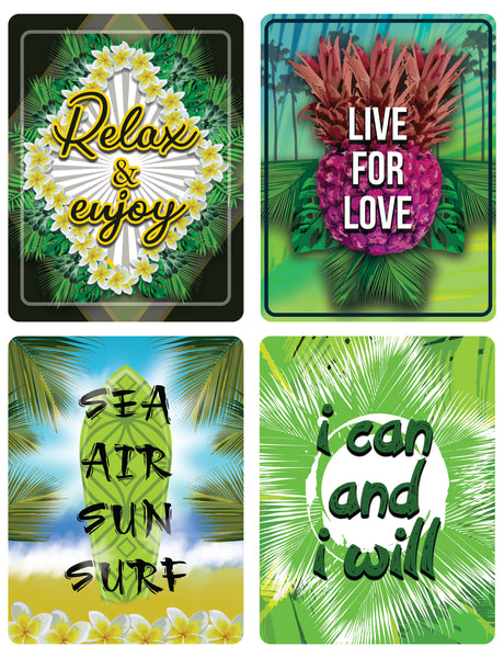 Tropical Theme Design Stickers- 12 Designs x 1 Set (12 pcs)