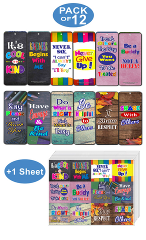 Creanoso Good Character Bookmarks (12-Pack) + Stickers (12-Pieces) Bundle Pack ÃƒÂ¢Ã¢â€šÂ¬Ã¢â‚¬Å“ Premium Gift Set